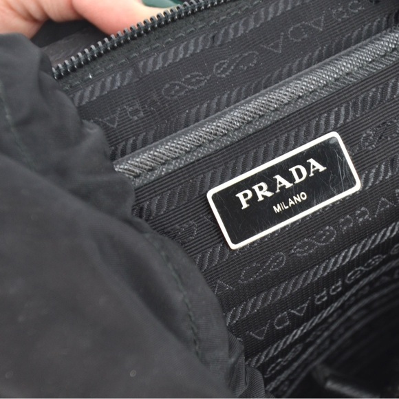 PRADA Embroidered Logo Applique Nylon Backpack In Black Travel - Picture 13 of 15